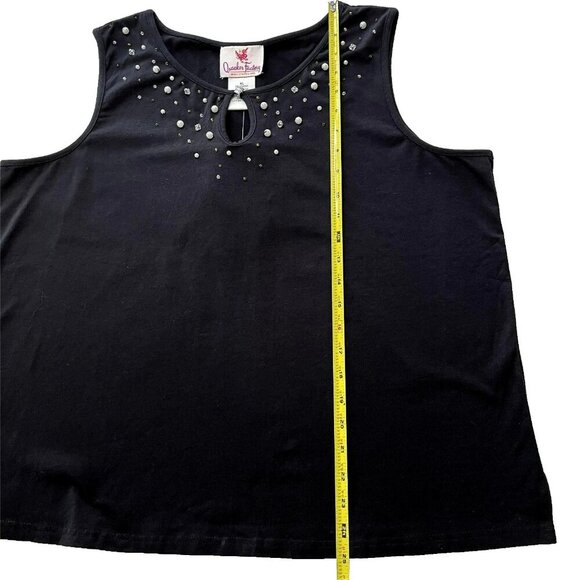 Quacker Factory Top XL Embellished Scoop Keyhole Neck Office Career Black NWT - Picture 6 of 7
